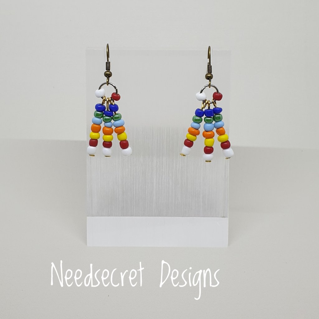 Colored Beaded Hippie Style Drop Earrings